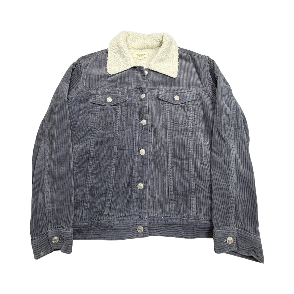 PacSun Jacket Mens M Grey Corduroy Sherpa Lined Trucker Casual Workwear Coat